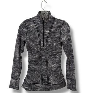 Lululemon Cypress Kiss 1/2 Zip Pullover Black/White, Size 4, Athleisure Yoga Top